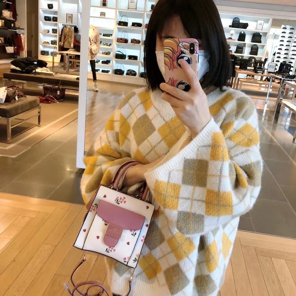 Coach Pink & White Floral Mini Crossbody Bag